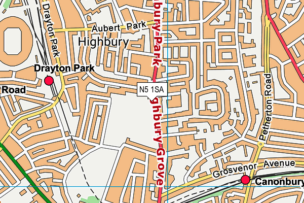 N5 1SA map - OS VectorMap District (Ordnance Survey) N5 1SA map - OS VectorMap District (Ordnance Survey)