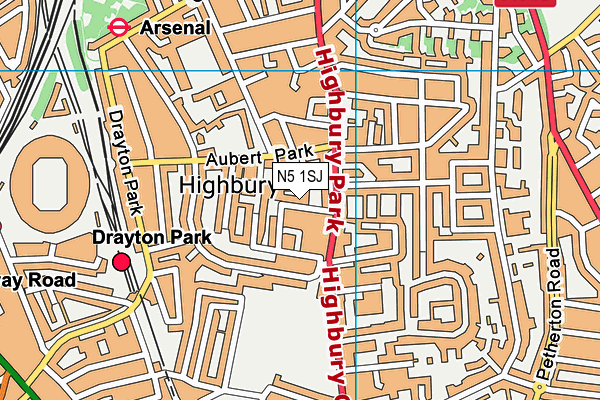 N5 1SJ map - OS VectorMap District (Ordnance Survey)