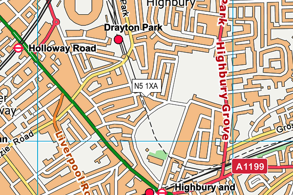 N5 1XA map - OS VectorMap District (Ordnance Survey) N5 1XA map - OS VectorMap District (Ordnance Survey)