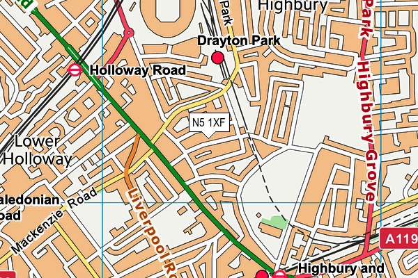 N5 1XF map - OS VectorMap District (Ordnance Survey)