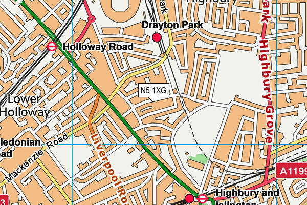N5 1XG map - OS VectorMap District (Ordnance Survey)