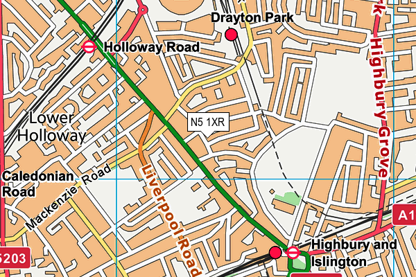 N5 1XR map - OS VectorMap District (Ordnance Survey)