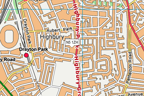 N5 1ZH map - OS VectorMap District (Ordnance Survey)
