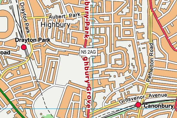 N5 2AG map - OS VectorMap District (Ordnance Survey) N5 2AG map - OS VectorMap District (Ordnance Survey)
