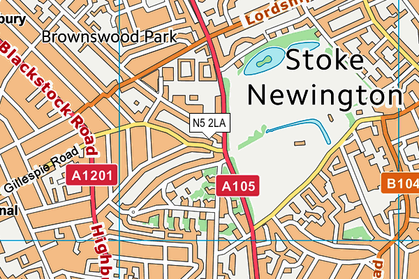 N5 2LA map - OS VectorMap District (Ordnance Survey)