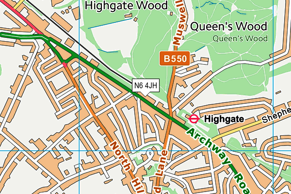 N6 4JH map - OS VectorMap District (Ordnance Survey) N6 4JH map - OS VectorMap District (Ordnance Survey)