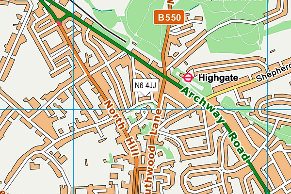 N6 4JJ map - OS VectorMap District (Ordnance Survey) N6 4JJ map - OS VectorMap District (Ordnance Survey)