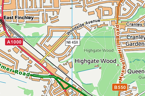 N6 4SX map - OS VectorMap District (Ordnance Survey) N6 4SX map - OS VectorMap District (Ordnance Survey)