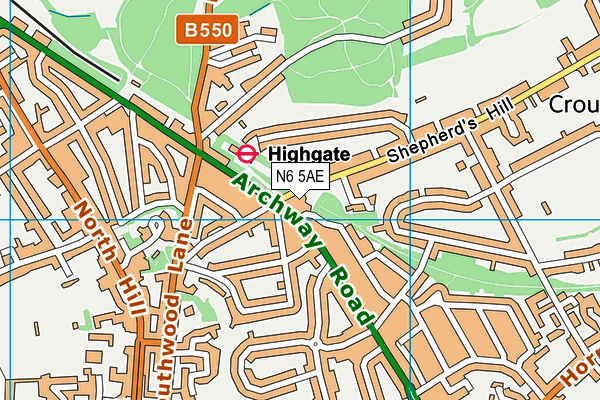 N6 5AE map - OS VectorMap District (Ordnance Survey) N6 5AE map - OS VectorMap District (Ordnance Survey)