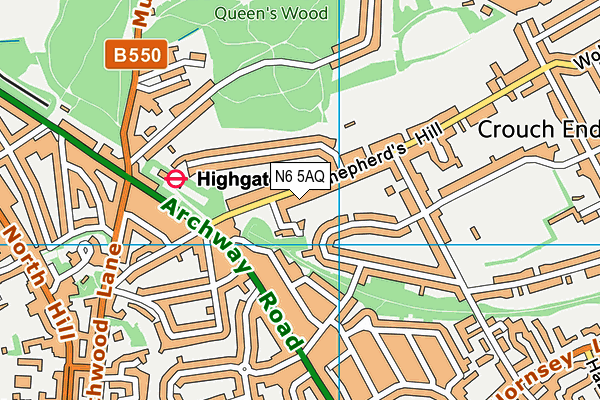 N6 5AQ map - OS VectorMap District (Ordnance Survey) N6 5AQ map - OS VectorMap District (Ordnance Survey)