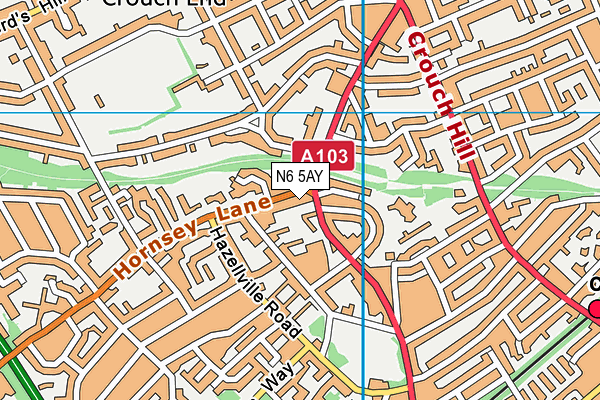 N6 5AY map - OS VectorMap District (Ordnance Survey) N6 5AY map - OS VectorMap District (Ordnance Survey)