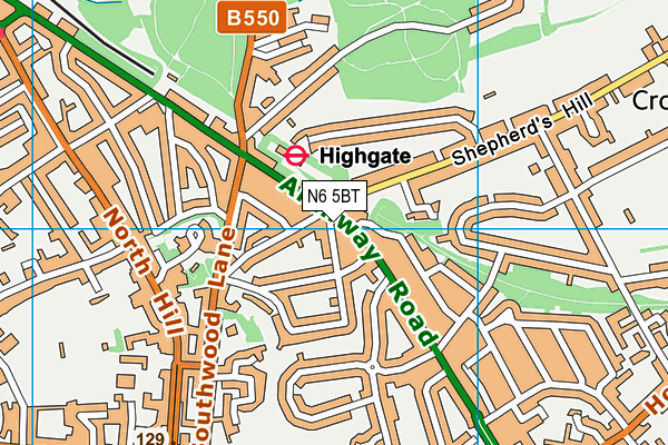 N6 5BT map - OS VectorMap District (Ordnance Survey) N6 5BT map - OS VectorMap District (Ordnance Survey)