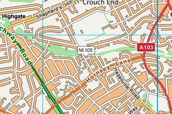 N6 5DE map - OS VectorMap District (Ordnance Survey) N6 5DE map - OS VectorMap District (Ordnance Survey)