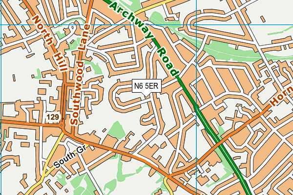 N6 5ER map - OS VectorMap District (Ordnance Survey) N6 5ER map - OS VectorMap District (Ordnance Survey)