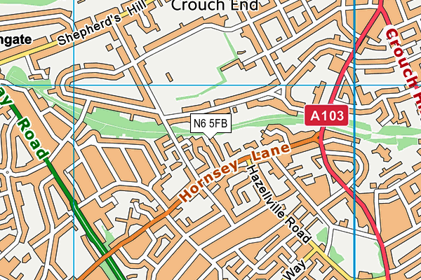 N6 5FB map - OS VectorMap District (Ordnance Survey) N6 5FB map - OS VectorMap District (Ordnance Survey)