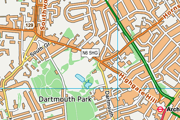 N6 5HG map - OS VectorMap District (Ordnance Survey) N6 5HG map - OS VectorMap District (Ordnance Survey)