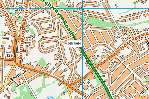 N6 5HN map - OS VectorMap District (Ordnance Survey) N6 5HN map - OS VectorMap District (Ordnance Survey)