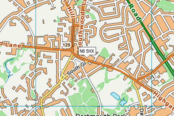 N6 5HX map - OS VectorMap District (Ordnance Survey) N6 5HX map - OS VectorMap District (Ordnance Survey)