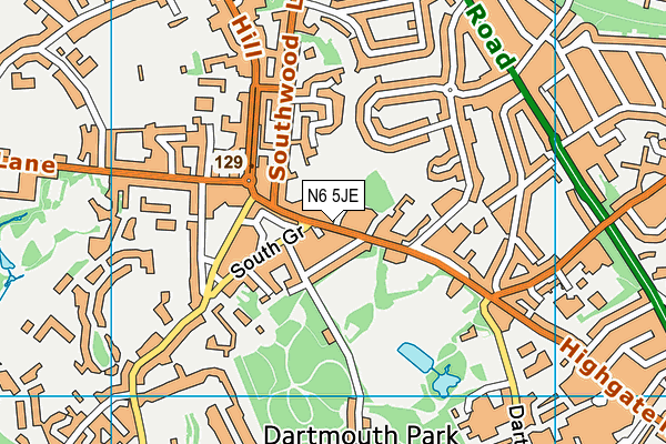 N6 5JE map - OS VectorMap District (Ordnance Survey) N6 5JE map - OS VectorMap District (Ordnance Survey)