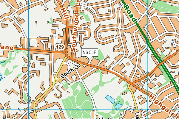 N6 5JF map - OS VectorMap District (Ordnance Survey) N6 5JF map - OS VectorMap District (Ordnance Survey)
