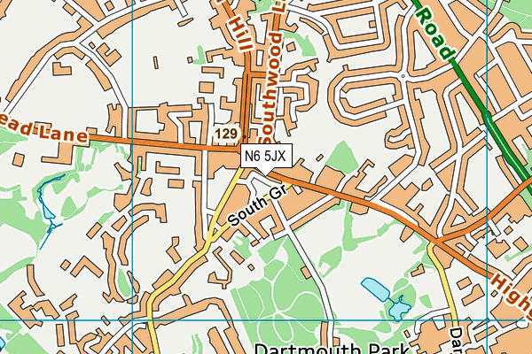N6 5JX map - OS VectorMap District (Ordnance Survey) N6 5JX map - OS VectorMap District (Ordnance Survey)