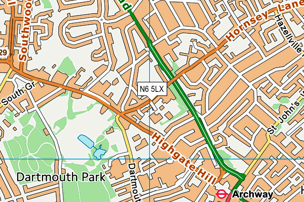 N6 5LX map - OS VectorMap District (Ordnance Survey) N6 5LX map - OS VectorMap District (Ordnance Survey)