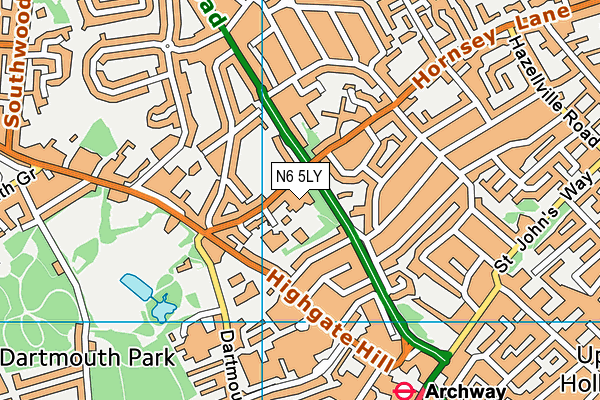 N6 5LY map - OS VectorMap District (Ordnance Survey) N6 5LY map - OS VectorMap District (Ordnance Survey)
