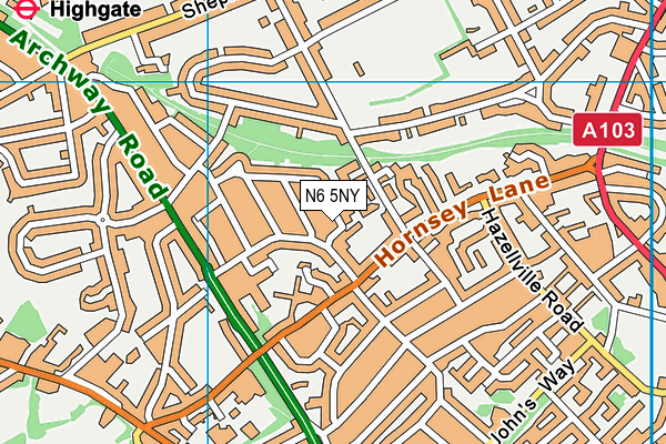 N6 5NY map - OS VectorMap District (Ordnance Survey) N6 5NY map - OS VectorMap District (Ordnance Survey)