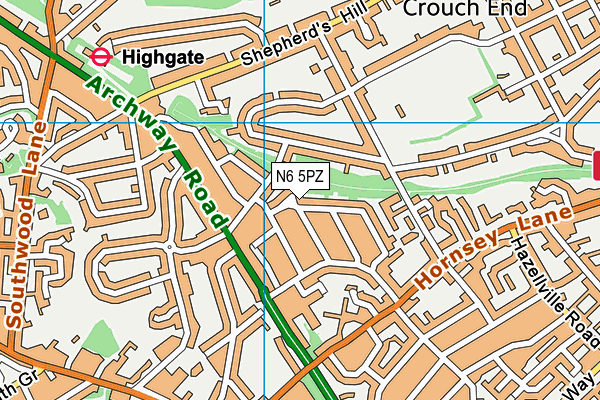 N6 5PZ map - OS VectorMap District (Ordnance Survey) N6 5PZ map - OS VectorMap District (Ordnance Survey)