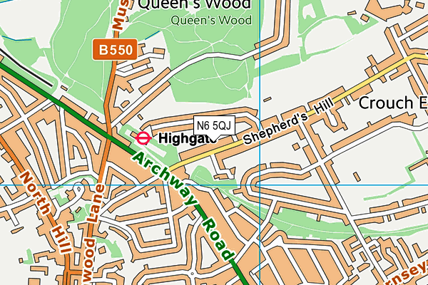 N6 5QJ map - OS VectorMap District (Ordnance Survey) N6 5QJ map - OS VectorMap District (Ordnance Survey)