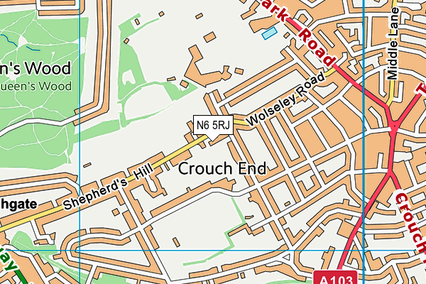 N6 5RJ map - OS VectorMap District (Ordnance Survey) N6 5RJ map - OS VectorMap District (Ordnance Survey)