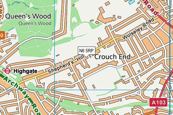 N6 5RP map - OS VectorMap District (Ordnance Survey) N6 5RP map - OS VectorMap District (Ordnance Survey)