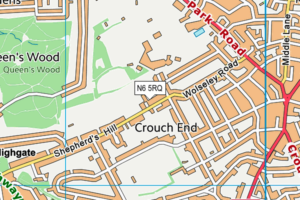 N6 5RQ map - OS VectorMap District (Ordnance Survey)