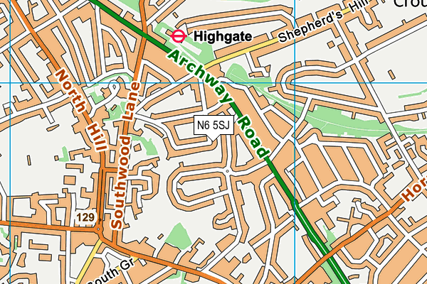 N6 5SJ map - OS VectorMap District (Ordnance Survey) N6 5SJ map - OS VectorMap District (Ordnance Survey)