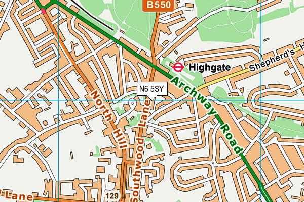N6 5SY map - OS VectorMap District (Ordnance Survey)