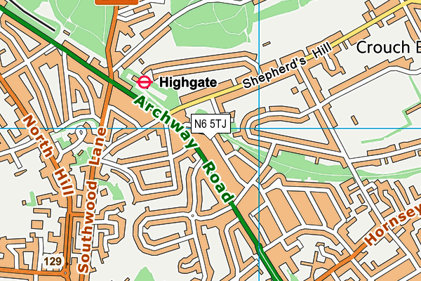 N6 5TJ map - OS VectorMap District (Ordnance Survey) N6 5TJ map - OS VectorMap District (Ordnance Survey)