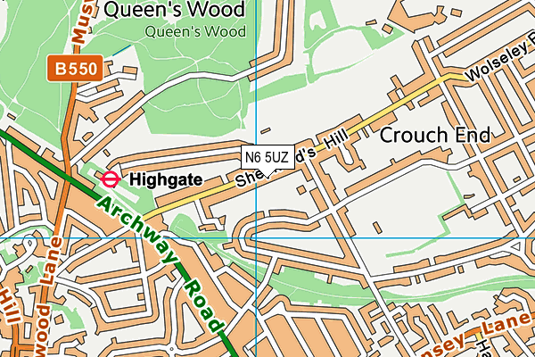 N6 5UZ map - OS VectorMap District (Ordnance Survey) N6 5UZ map - OS VectorMap District (Ordnance Survey)