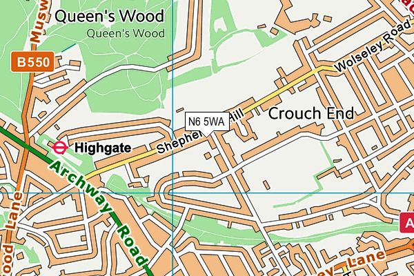 N6 5WA map - OS VectorMap District (Ordnance Survey) N6 5WA map - OS VectorMap District (Ordnance Survey)