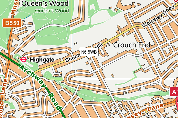 N6 5WB map - OS VectorMap District (Ordnance Survey) N6 5WB map - OS VectorMap District (Ordnance Survey)
