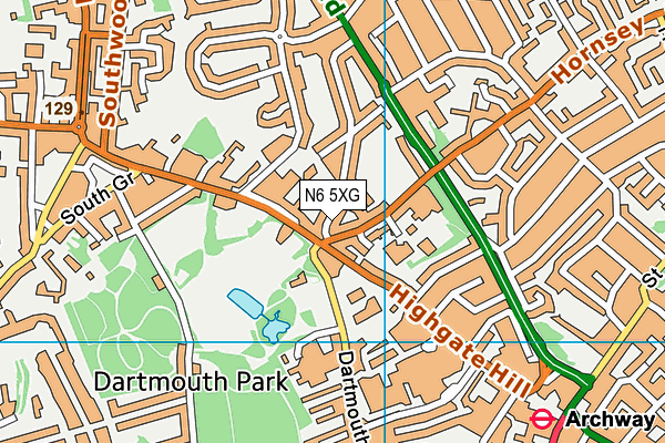 N6 5XG map - OS VectorMap District (Ordnance Survey) N6 5XG map - OS VectorMap District (Ordnance Survey)
