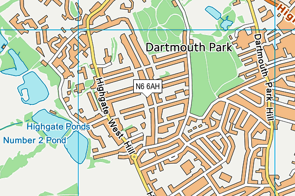 N6 6AH map - OS VectorMap District (Ordnance Survey)
