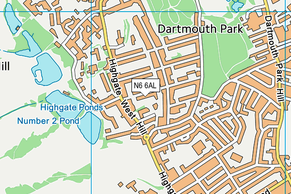 N6 6AL map - OS VectorMap District (Ordnance Survey) N6 6AL map - OS VectorMap District (Ordnance Survey)