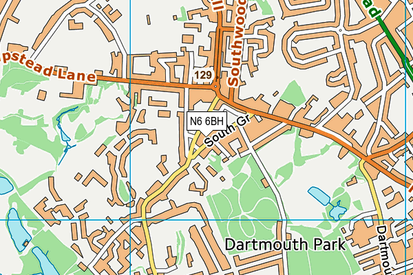 N6 6BH map - OS VectorMap District (Ordnance Survey) N6 6BH map - OS VectorMap District (Ordnance Survey)
