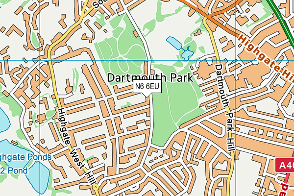 N6 6EU map - OS VectorMap District (Ordnance Survey)