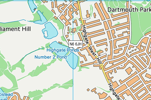 N6 6JH map - OS VectorMap District (Ordnance Survey) N6 6JH map - OS VectorMap District (Ordnance Survey)