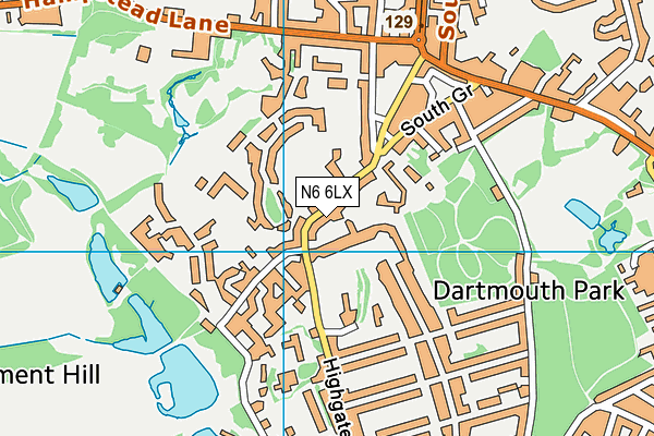 N6 6LX map - OS VectorMap District (Ordnance Survey) N6 6LX map - OS VectorMap District (Ordnance Survey)