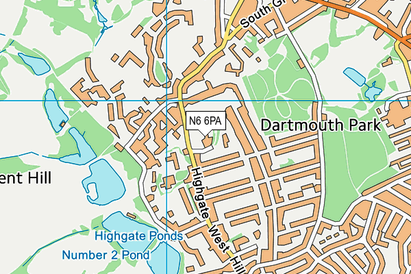 N6 6PA map - OS VectorMap District (Ordnance Survey) N6 6PA map - OS VectorMap District (Ordnance Survey)