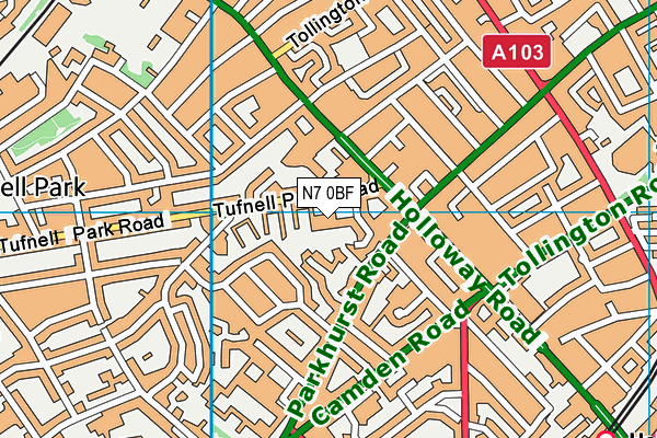 N7 0BF map - OS VectorMap District (Ordnance Survey) N7 0BF map - OS VectorMap District (Ordnance Survey)