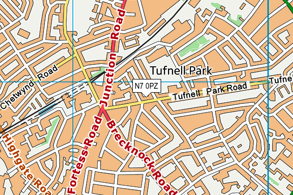 N7 0PZ map - OS VectorMap District (Ordnance Survey)