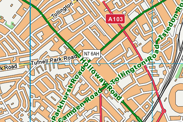 N7 6AH map - OS VectorMap District (Ordnance Survey) N7 6AH map - OS VectorMap District (Ordnance Survey)
